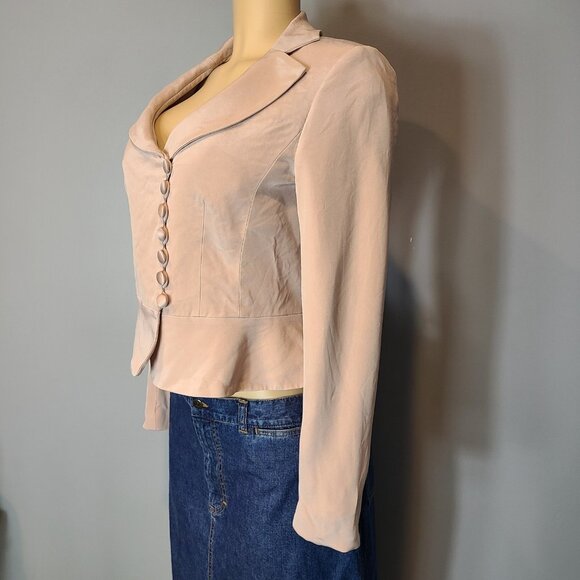 Sutton Studio Silk Jacket Size 6 Parisian Crossover Button Collared Coquette - Picture 4 of 8